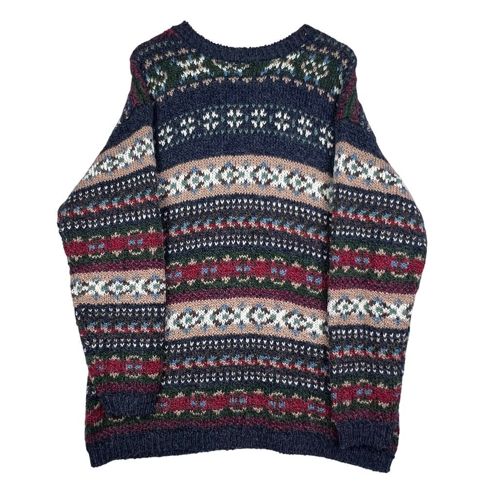 Vintage 90s Wool Blend Fair Isle Knit Oversized Crewneck Dad Men's Sweater L
